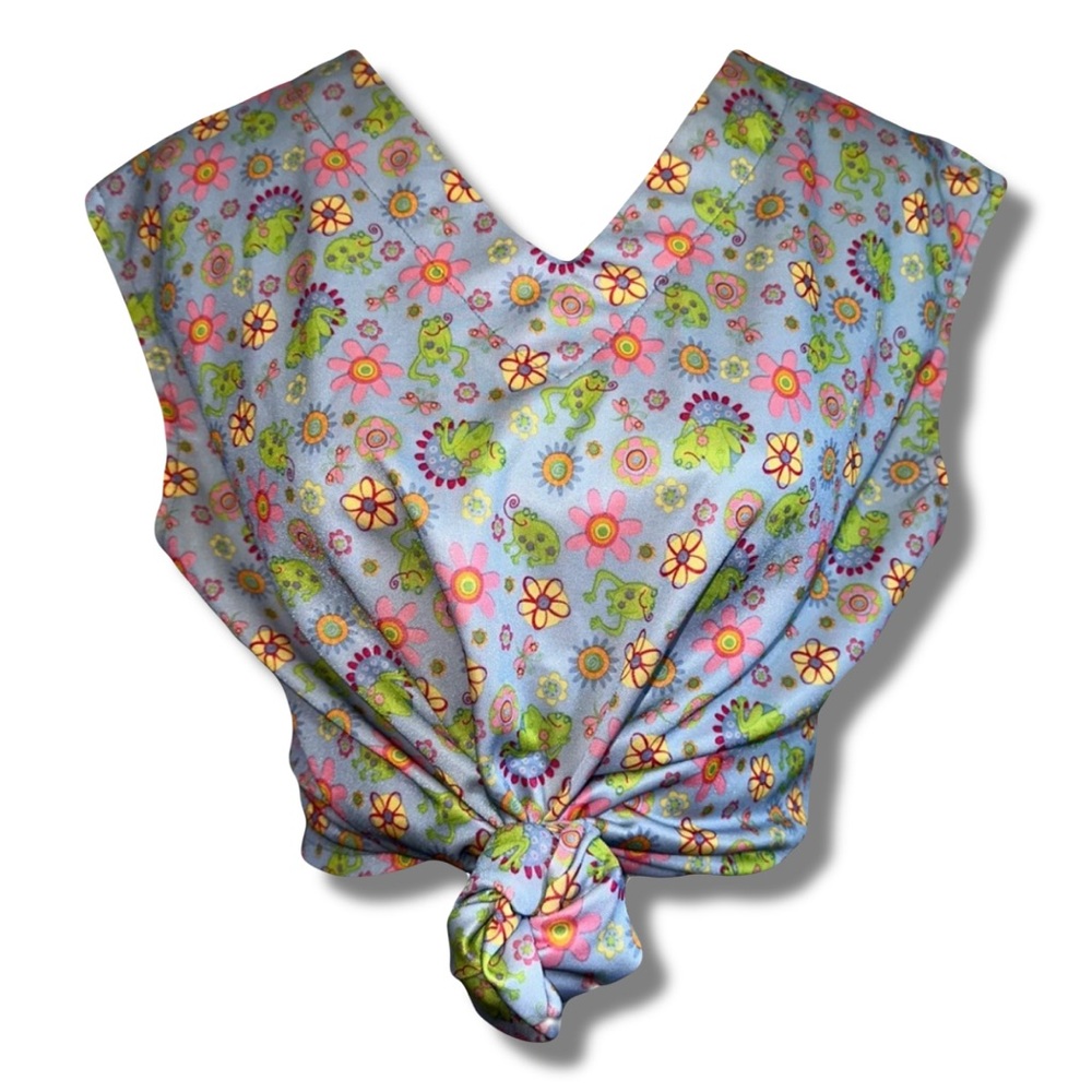 Handmade Floral Frog Print Sleeveless Top